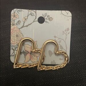 Gold Heart-Shaped Earrings NWOT’s